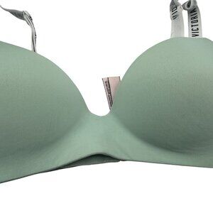 Victorias Secret Lightly Lined Wireless Bra Sage Green Adjustable Straps Size 34